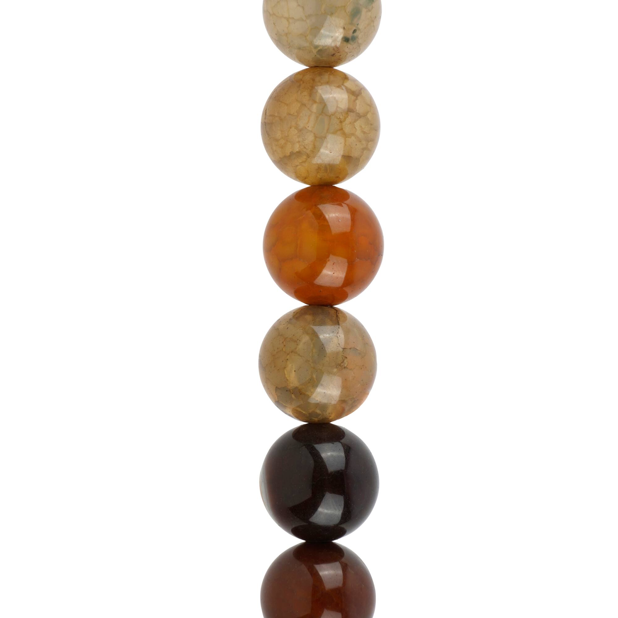 12 Pack: Yellow Crackled Agate Round Beads by Bead Landing